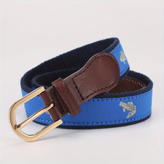 Men's Leather Belt Cartoon Pattern Webbing Waist Strap Pants Belt 2.0 98in