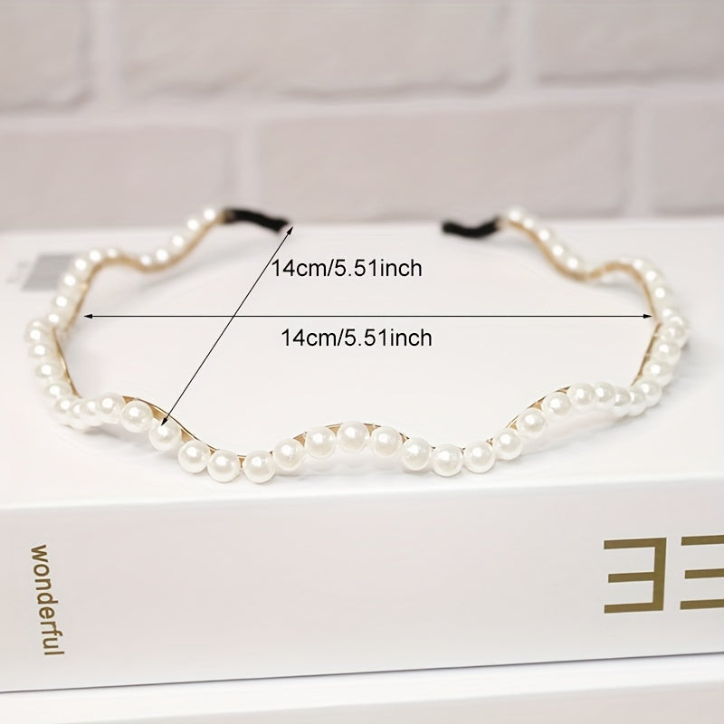 Girls Faux Pearl Hair Hoop Princess Hair Accessories For Party