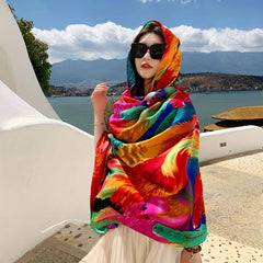 Feather Pattern Scarf Shawl Casual Head Wrap Gift For Mother's