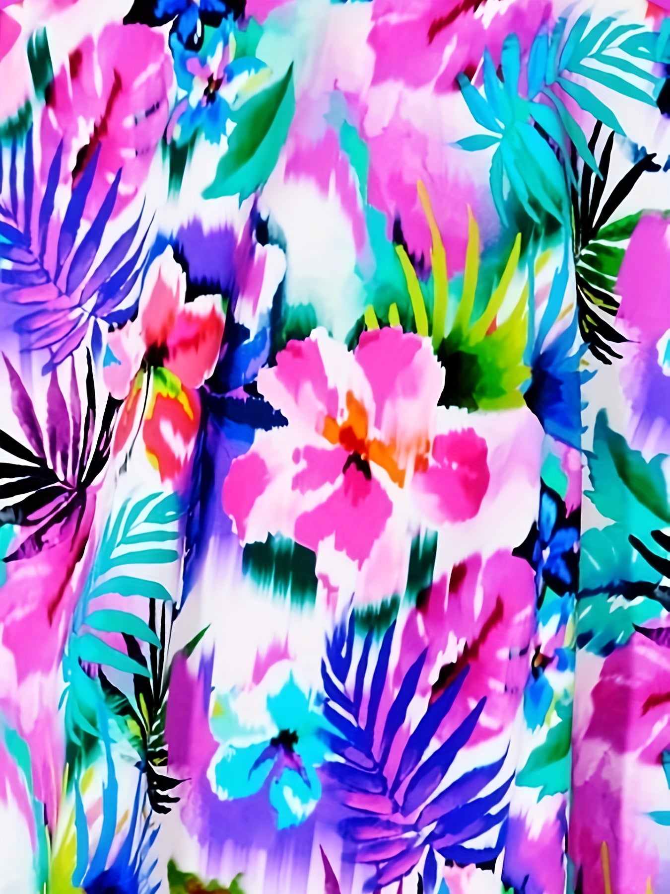 Floral Print Halter Top & Panty Swimsuit Set - Plus Size