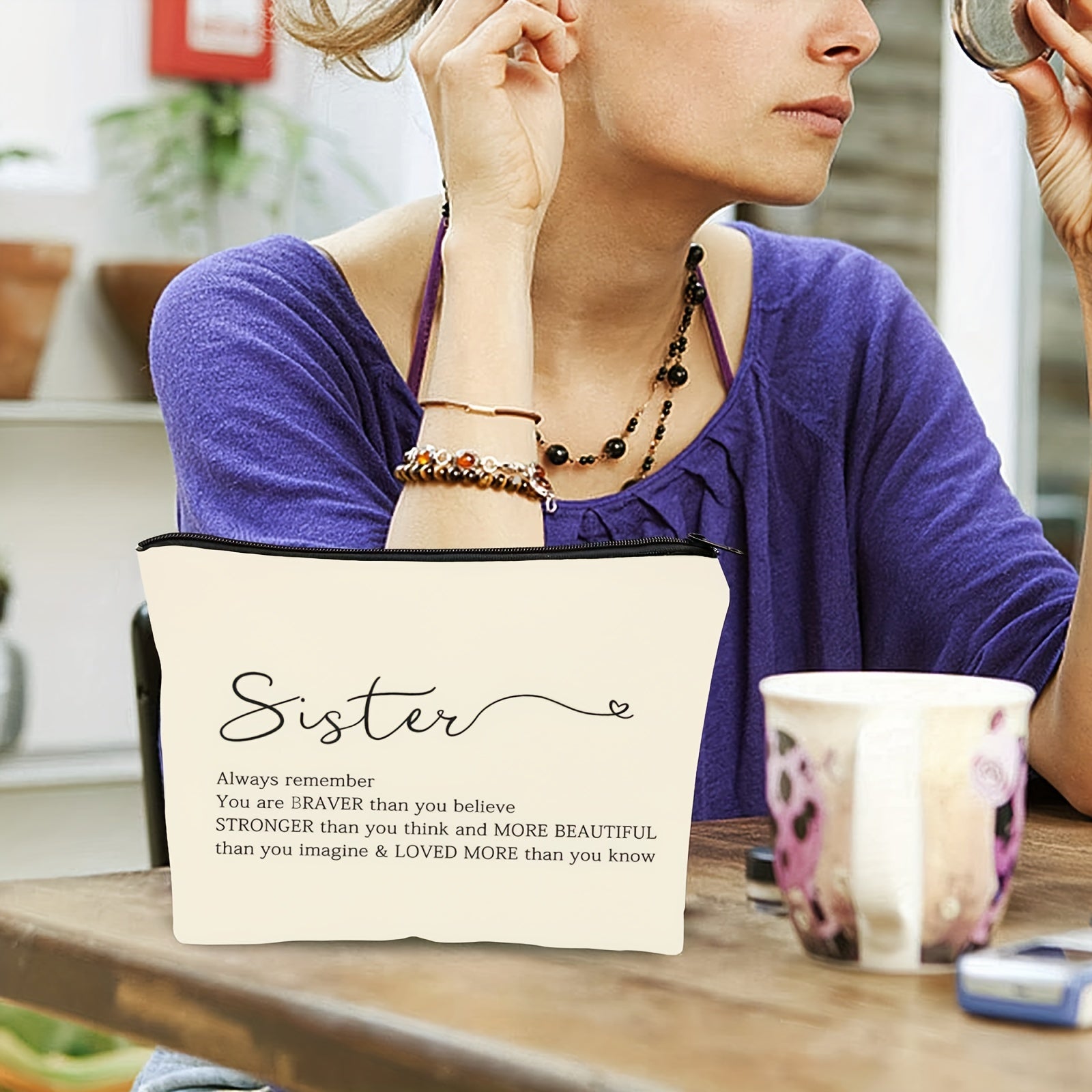 Braver Than You Think Makeup Bag for Sisters - Inspirational Gift
