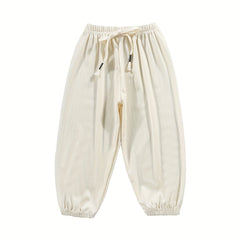 Kid's Solid Textured Sweatpants Elastic Waist Summer Sports Clothes