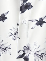 Men's Floral Graphic Lapel Shirt Casual Button Up Short Sleeve Shirt