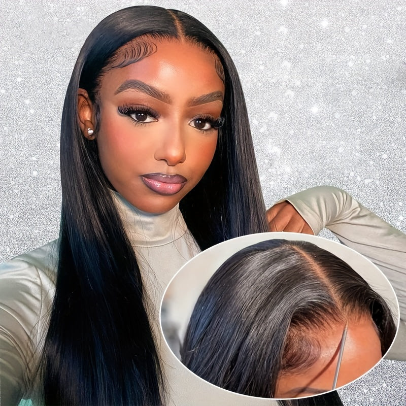 Brazilian Straight Lace Wig 180 Density Natural Look Transparent Lace Closure