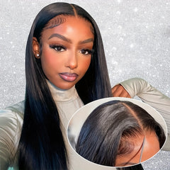 Brazilian Straight Lace Wig 180 Density Natural Look Transparent Lace Closure