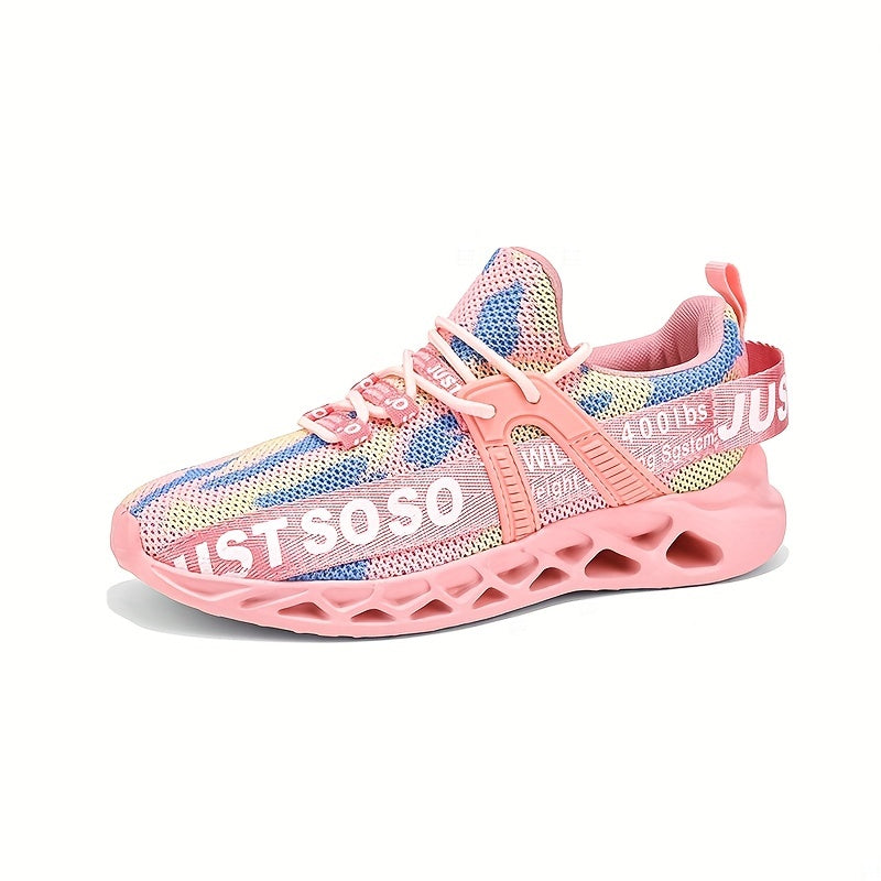 Women's Camo Print Woven Running Shoes Blade Sole Athletic Sneakers