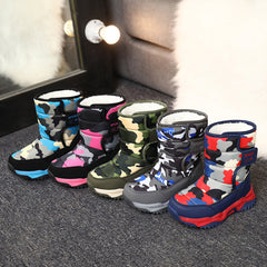 Kids Snow Boots Boys Girls Winter Boots Warm Outdoor Boots Grey Green