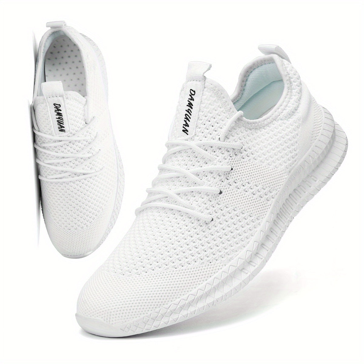 Men's Breathable Knit Lace Up Sneakers - Casual Outdoor Running Shoes