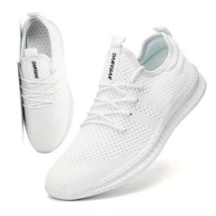 Men's Breathable Knit Lace Up Sneakers - Casual Outdoor Running Shoes