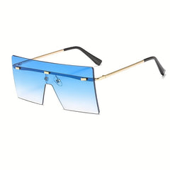 Oversized Square Rimless Sunglasses UV400