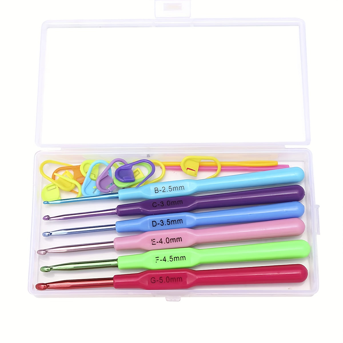 6pcs Colorful Plastic Handle Crochet Hooks Set 2.5mm-5.0mm