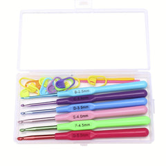 6pcs Colorful Plastic Handle Crochet Hooks Set 2.5mm-5.0mm