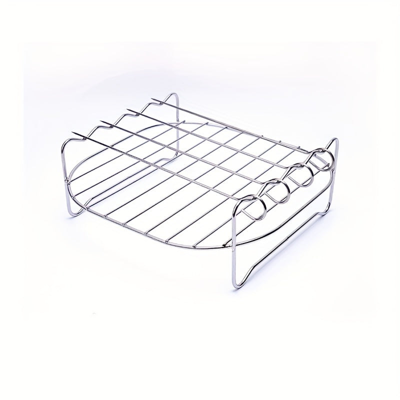 XL Air Fryer Double Layer Rack with Skewer for Outdoor Cooking