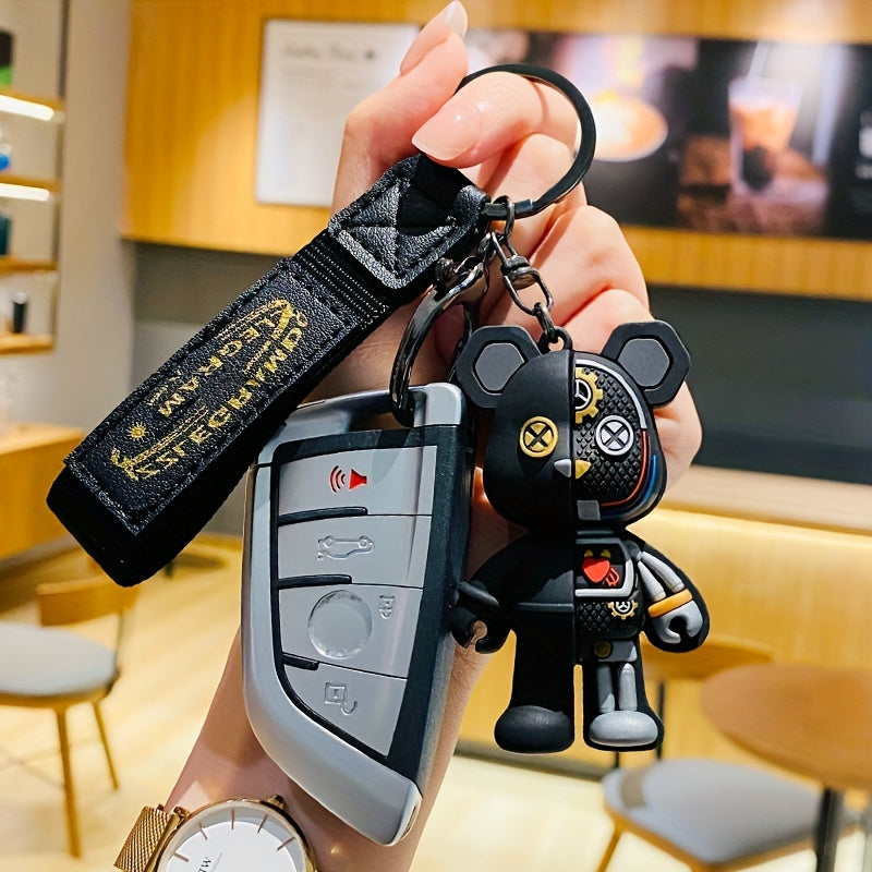 Mechanical Little Bear Keychain For Men Cartoon Car Key Pendant
