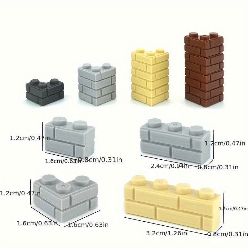 80pcs Mixed Small Grain 1x2 1 3 1 4 Right Angle Wall Bricks