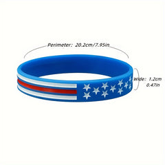 Silicone American Flag Wristband Bracelet Patriotic