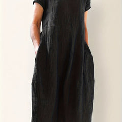 Women's Plus Size Short Sleeve Maxi Dress With Pockets