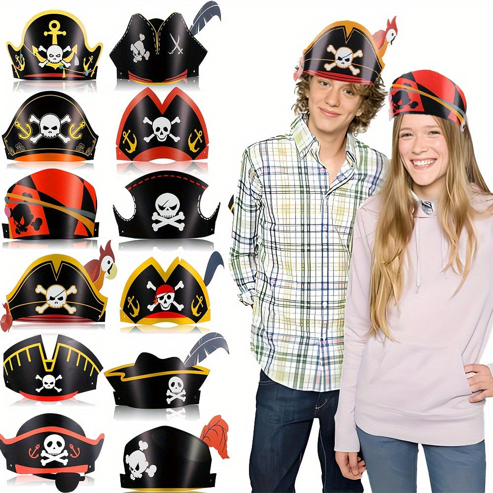 12pcs Pirate Costume Set with Hats for Parties and Halloween
