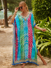 African Ethnic Print Boho Cover Up Dress