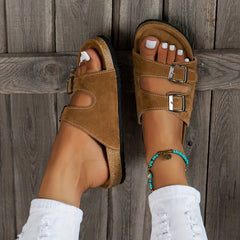 Women's Cork Footbed Slippers Anti-slip Platform Summer Beach Slippers