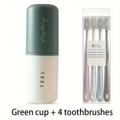 Travel Toothbrush Set with Tooth Cup and 4 Brushes