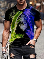 Men's 3D Print Sports T shirt, Casual Round Neck Tee Shirt for Summer