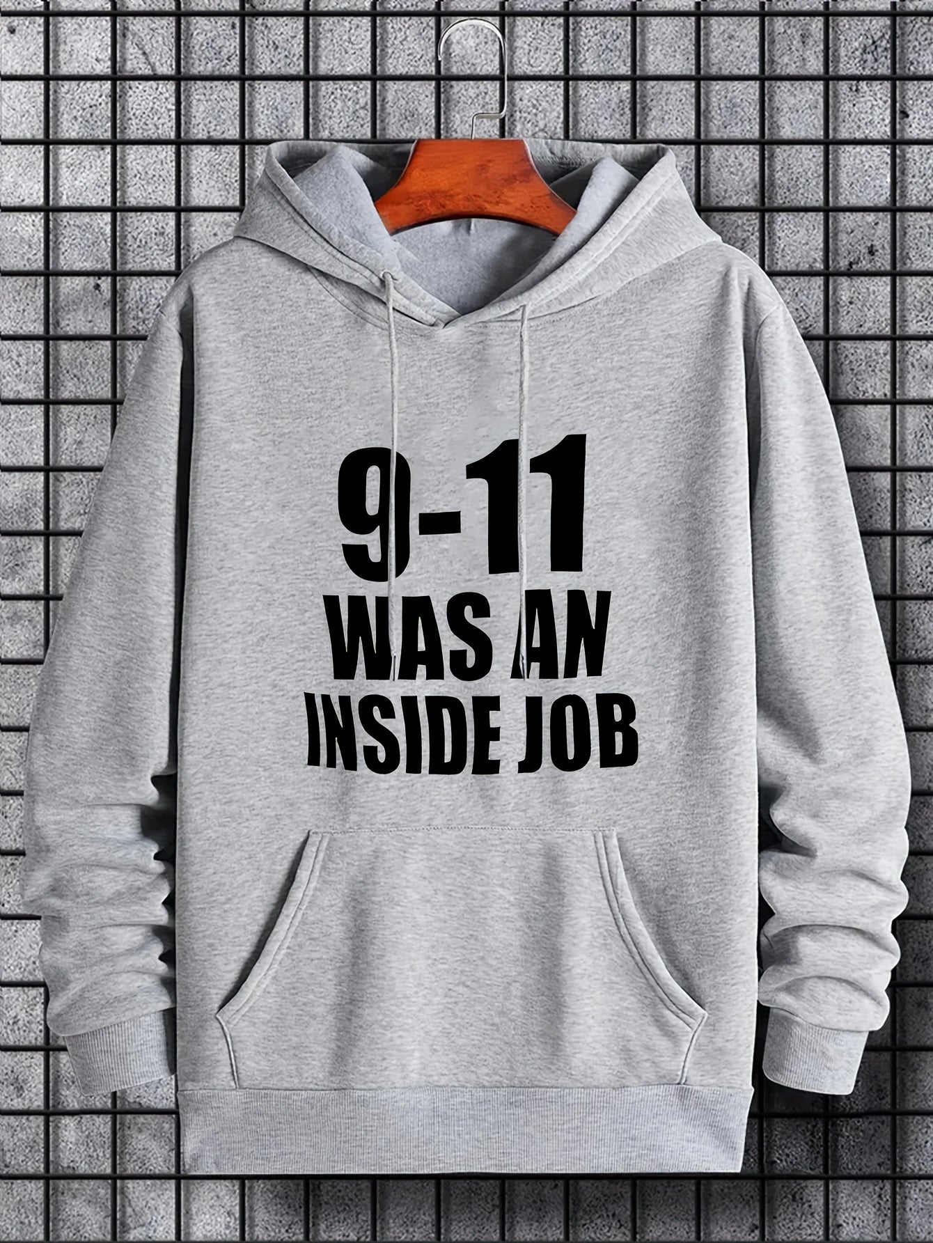 Men's Letter Print Hoodie Drawstring Hooded Sweatshirt