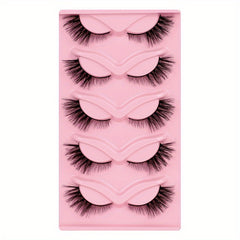 5 Pairs Fox Eye False Eyelashes 3D Winged End Eye Elongated Eyelashes