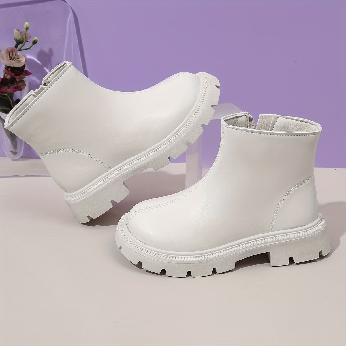 Girls Solid Zipper Boots Comfortable Non Slip for Indoor Outdoor Travel