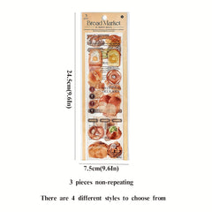 3pcs Long Strip Stickers for Dessert Coffee Journal Material