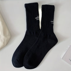 Letter Print Socks Women's Mid Tube Stockings