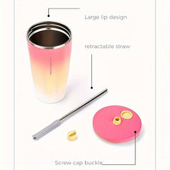 590ml Stainless Steel Coffee Cup Leakproof Water Bottle Outdoor Sports Yoga Gym
