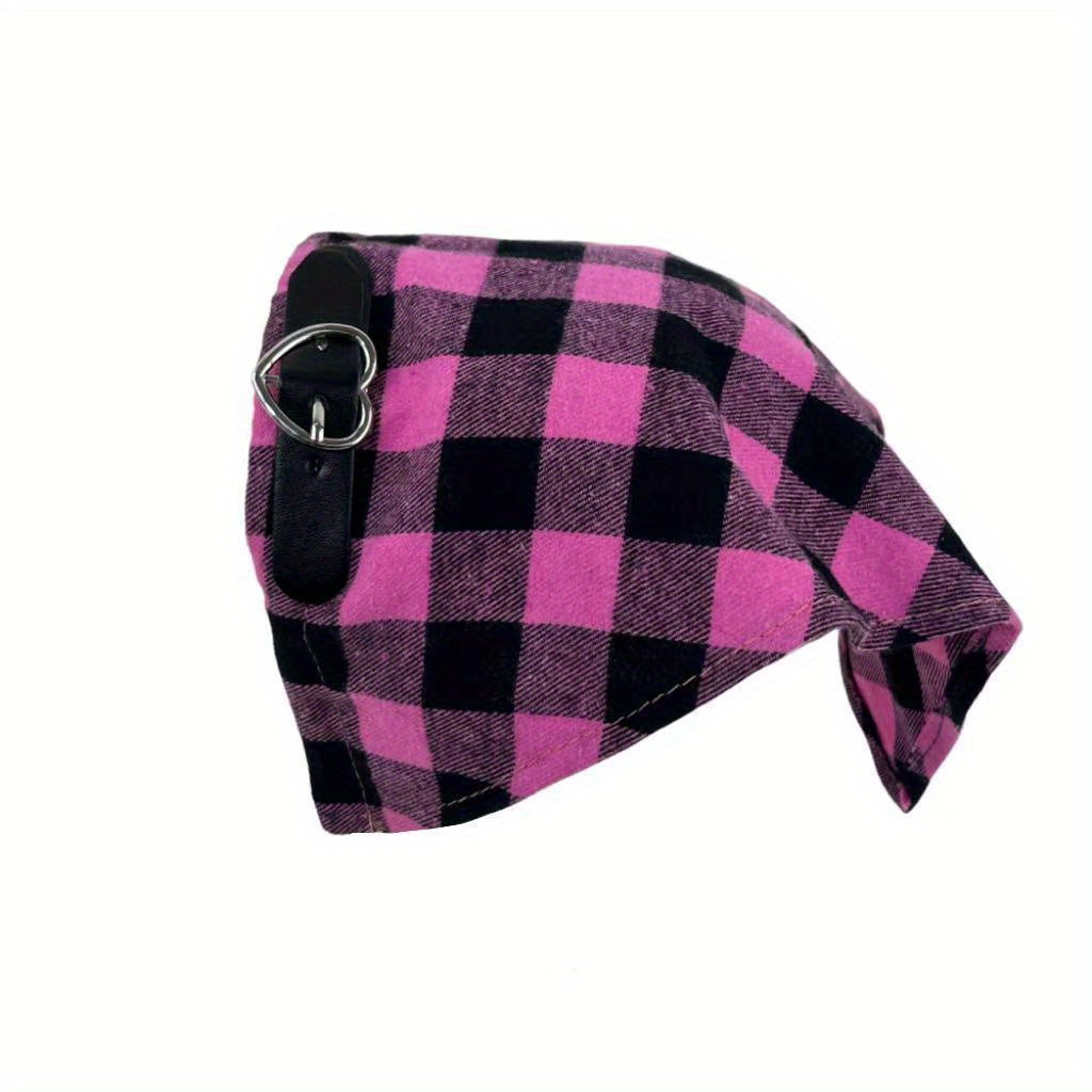 Y2K Plaid Pattern Triangle Scarf Vintage Headband Turban Bandana Women Head Wrap