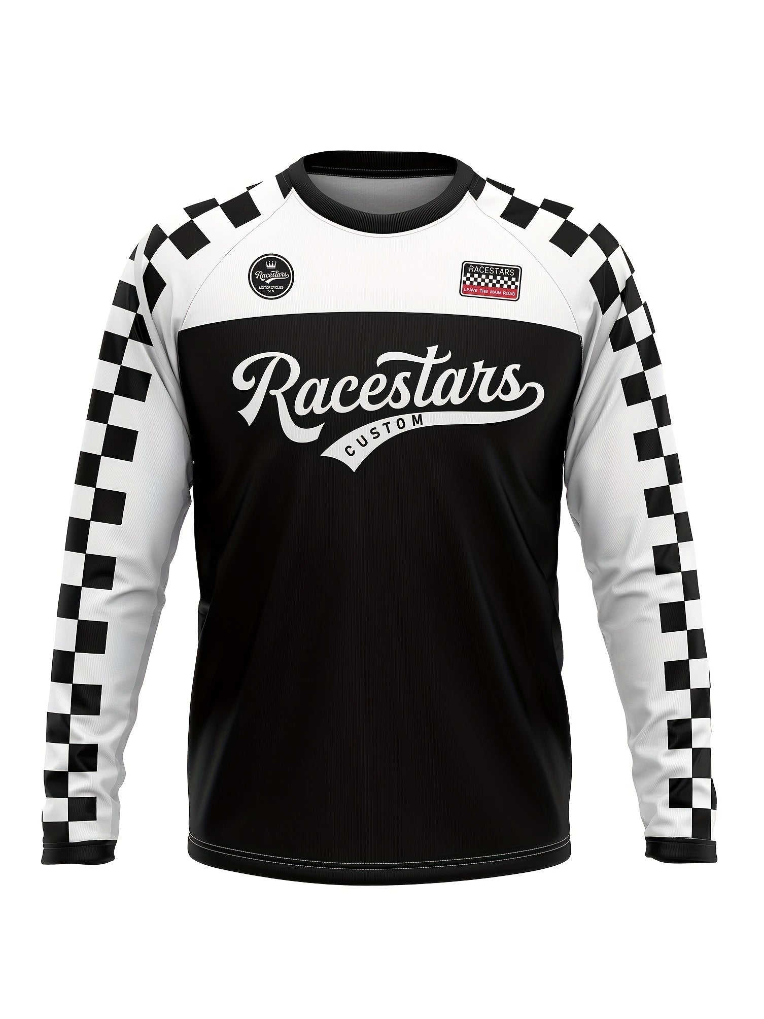 Men's Plaid Downhill Cycling T-shirt Quick Drying Long Sleeve