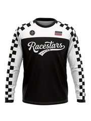 Men's Plaid Downhill Cycling T-shirt Quick Drying Long Sleeve