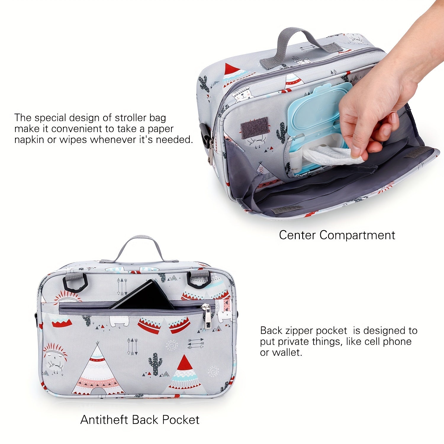 Mini Diaper Hanging Bag for Stroller - Nursery Storage Organizer