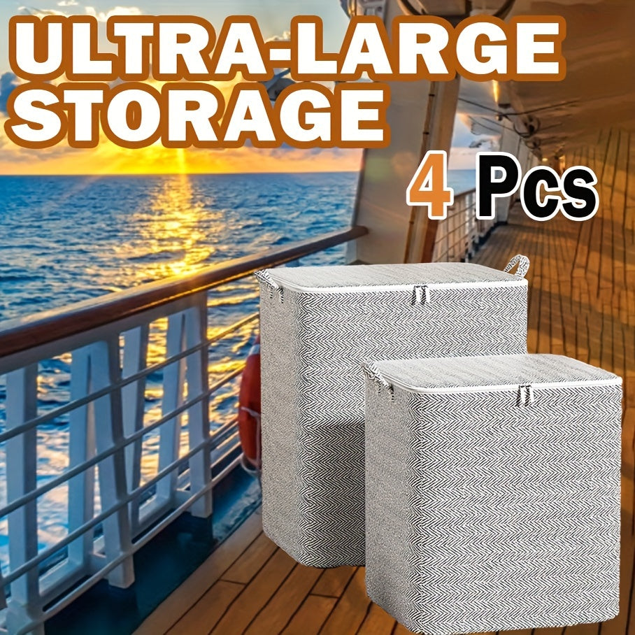 Large Clothes Storage Bin With Lid Folding Closet Organizer Bag