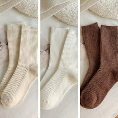 3 Pairs Women's Thick & Warm Winter Crew Socks Knit Style