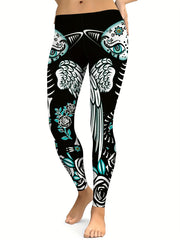 Skull & Flower Yoga Pants High Stretch Leggings for Women