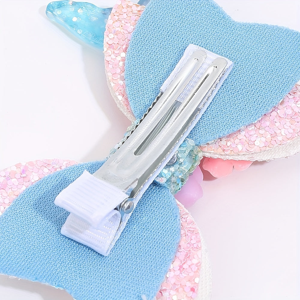 Baby Girls Mermaid Bow Hair Clip Glitter Flower Barrettes Hair Accessories
