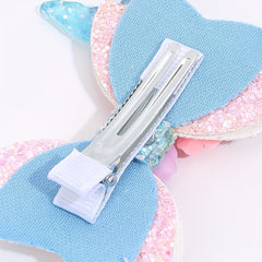 Baby Girls Mermaid Bow Hair Clip Glitter Flower Barrettes Hair Accessories