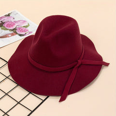 Ribbon Trimmed Hat Fedoras Polyester Vacation
