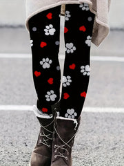 Leggings Women's Plus Heart & Paw Print High Rise Leggings