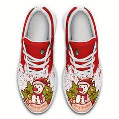 Christmas Snowman And Lantern Pattern Women's Outdoor Printed Sneakers
