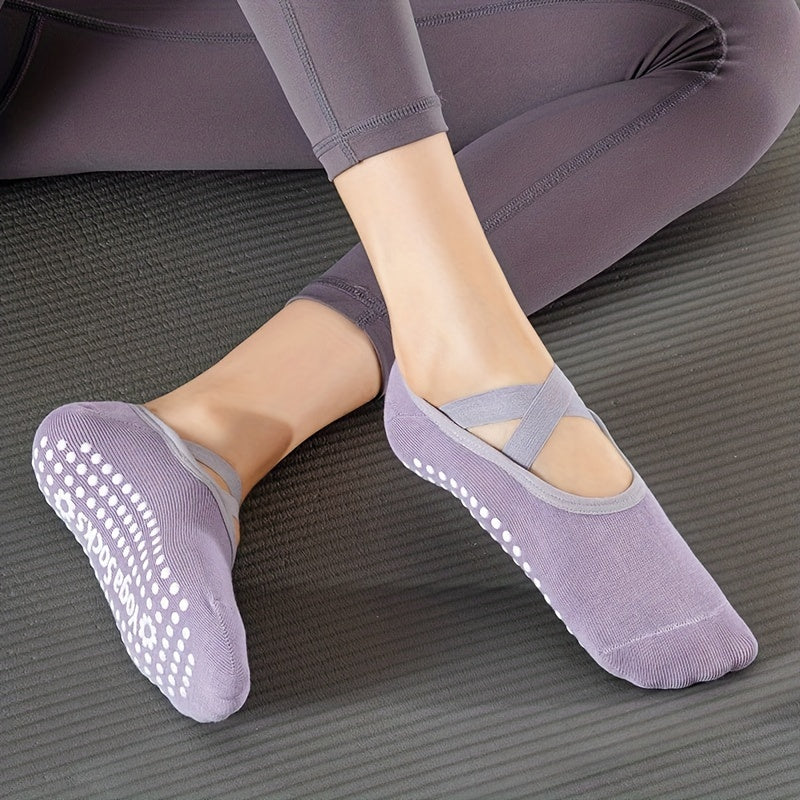 Non Slip Cross Strap Yoga Socks Silicone Padded Low Cut Sport Socks