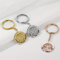 Personalized Tree Of Life Names Keychain with Birthday Stone