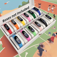 12pcs Athlete Series Watch Set TPU Strap Digital Bracelets for Men and Women
