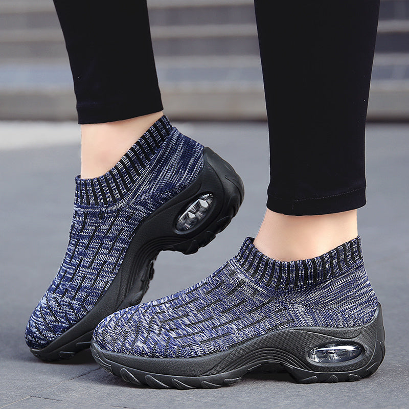 Women's Knit Sock Sneakers Slip On Wedge Shoes