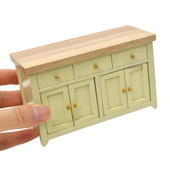 1:12 Dollhouse Cabinet w/ Mint Green Doors