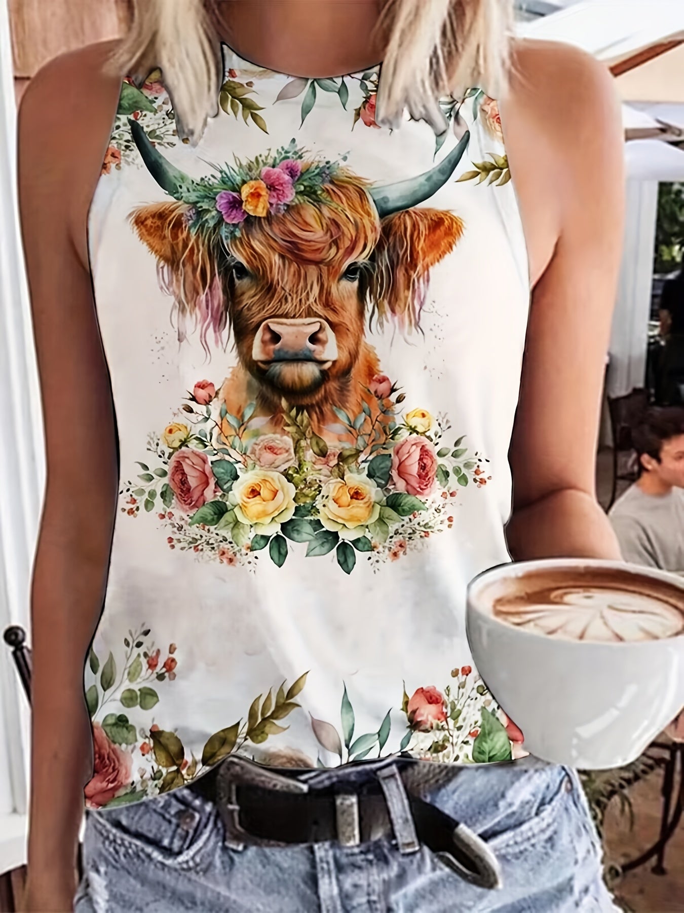 Floral & Cattle Print Tank Top for Women